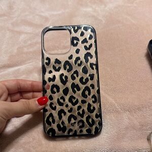 kate spade Leopard Print Clear iPhone 13 Pro Max Case - Black and Beige